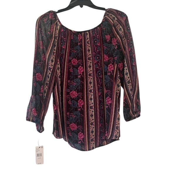 BCX Black and Pink Floral Blouse - Picture 3 of 4